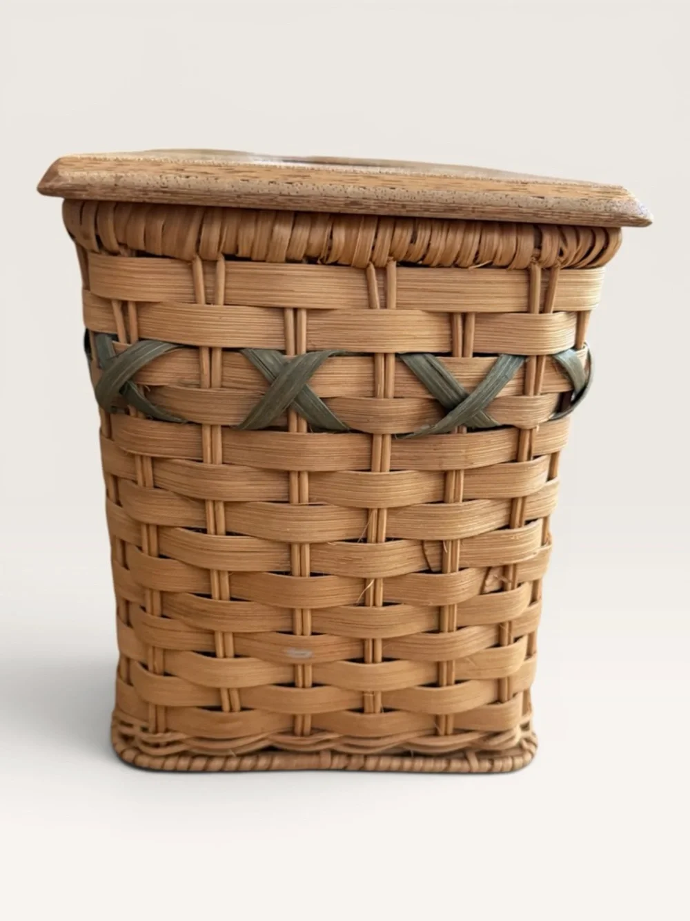 Vintage Tender Heart Treasures Handwoven Tissue Box/Organizer Basket Combo 1995